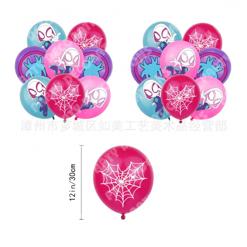 Spider-Gwen Birthday Party Decoration Supplies Set with Banner Cake Toppers Balloons, Girl Superhero Theme Party Favor