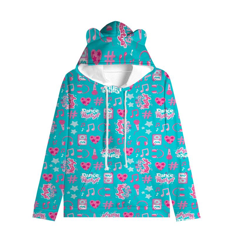 Толстовка с капюшоном для детей Like Nastya с кошачьими ушками, регулируемые ушки, милый мультяшный дизайн, мягкий зимний теплый пуловер для мальчиков и девочек