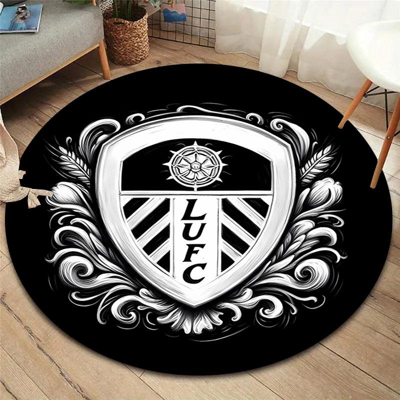 Круглый ковер Leeds United Football Club, Ковер для гостиной, спальни, дивана, игровой комнаты, Нескользящий коврик для пола