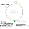 Stainless Steel Faux Pearl Necklace with Color Agate Pendant, French Gentle Niche Clavicle Chain
