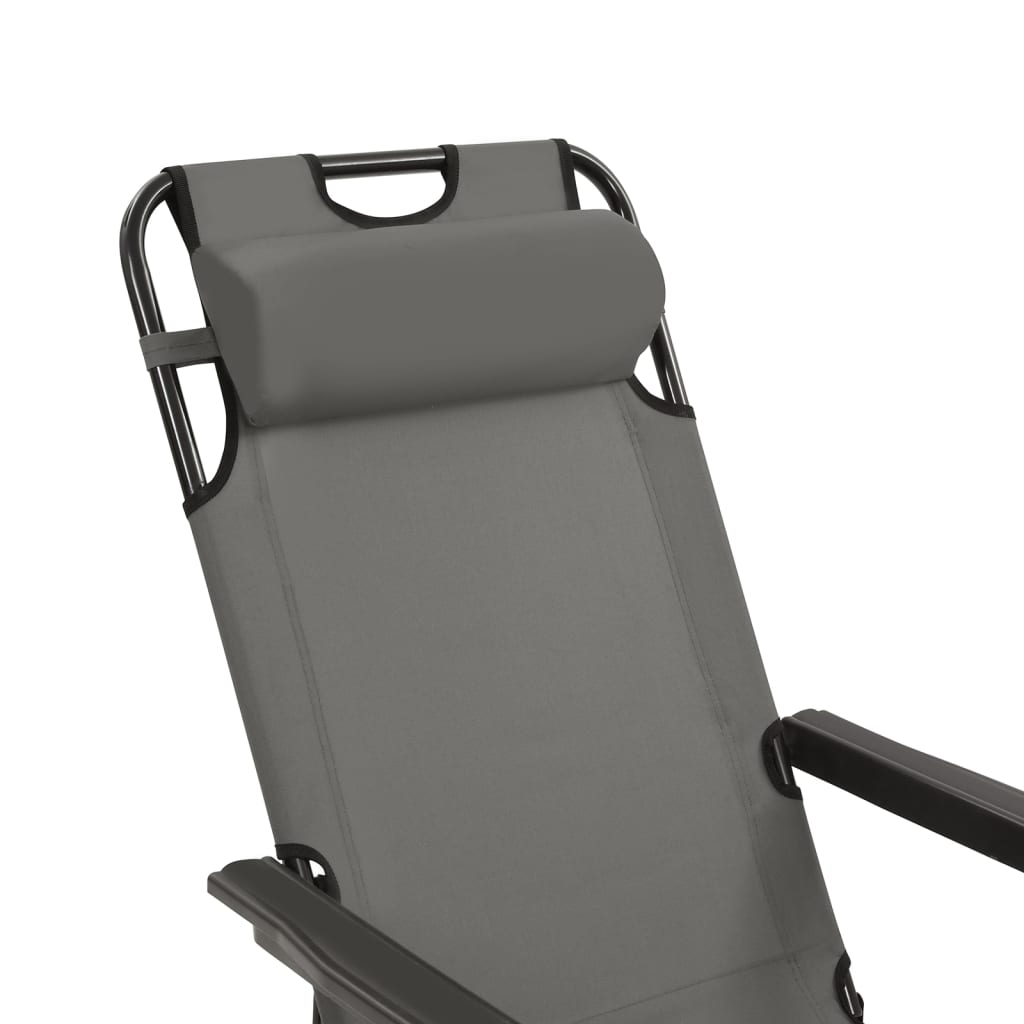 Folding Sun Loungers 2 pcs with Footrest Gray