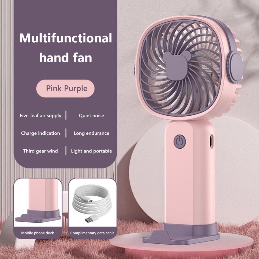 Mini USB Handheld Fan with Stand, 3 Speeds, Rechargeable, Long Battery Life – Compatible with USB Charging