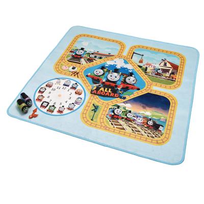 Игровой коврик Nishikawa «Паровозик Томас» 120X120 см. Учимся, играя с мини-подушкой «Томас и Перси». В комплекте подвижные стрелки часов. Складной. Синий.