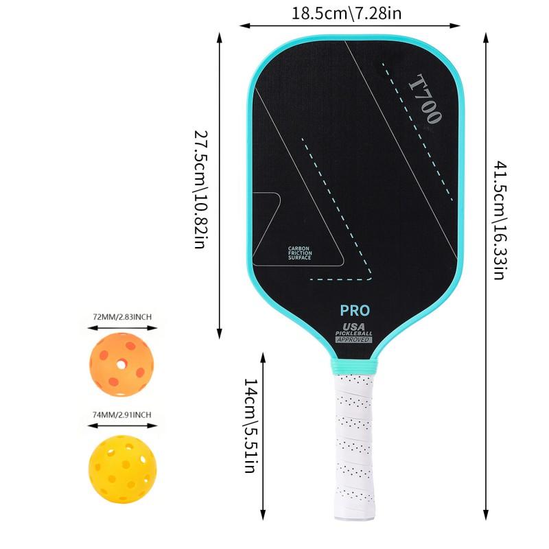Pickleball Paddle Set T700 Carbon Fiber Matte Surface Quiet Grip Competitive Play