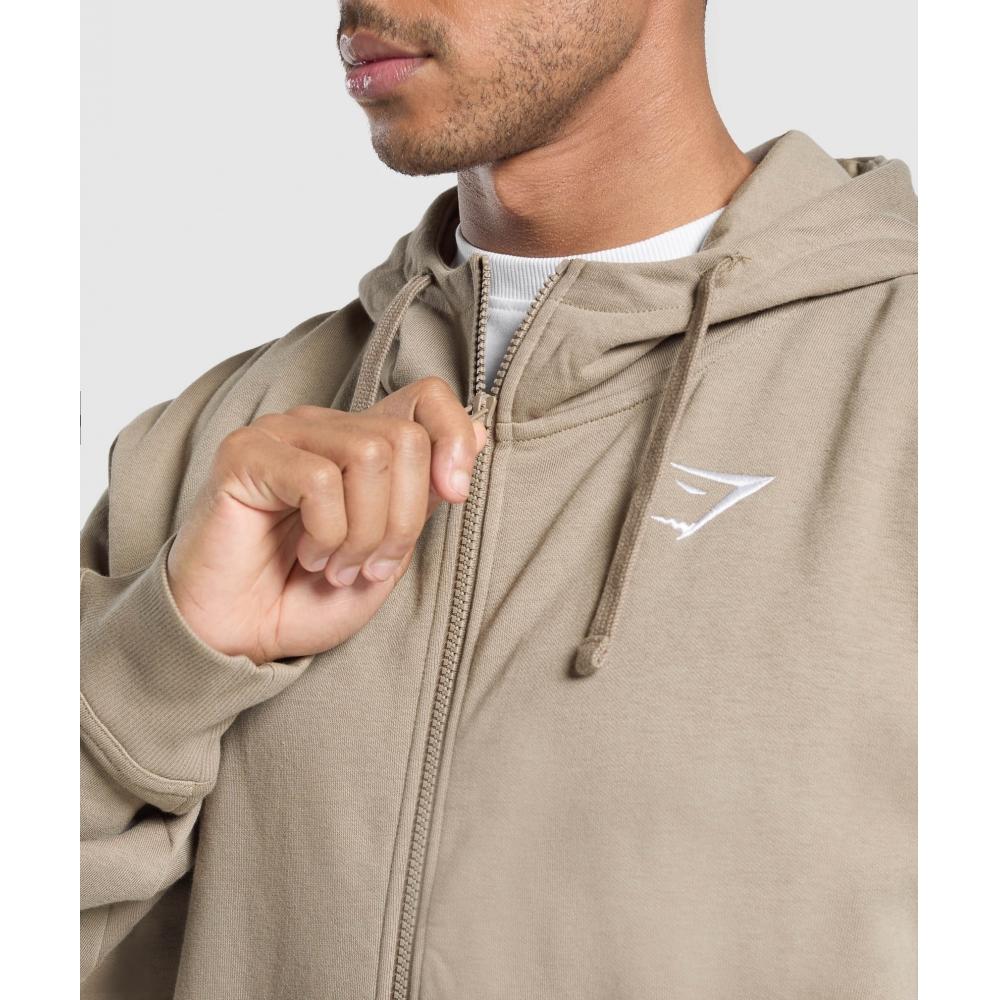 Gymshark Crest Oversize Hoodie на молнии Lifestyle Brown A5a9t Nc0s
