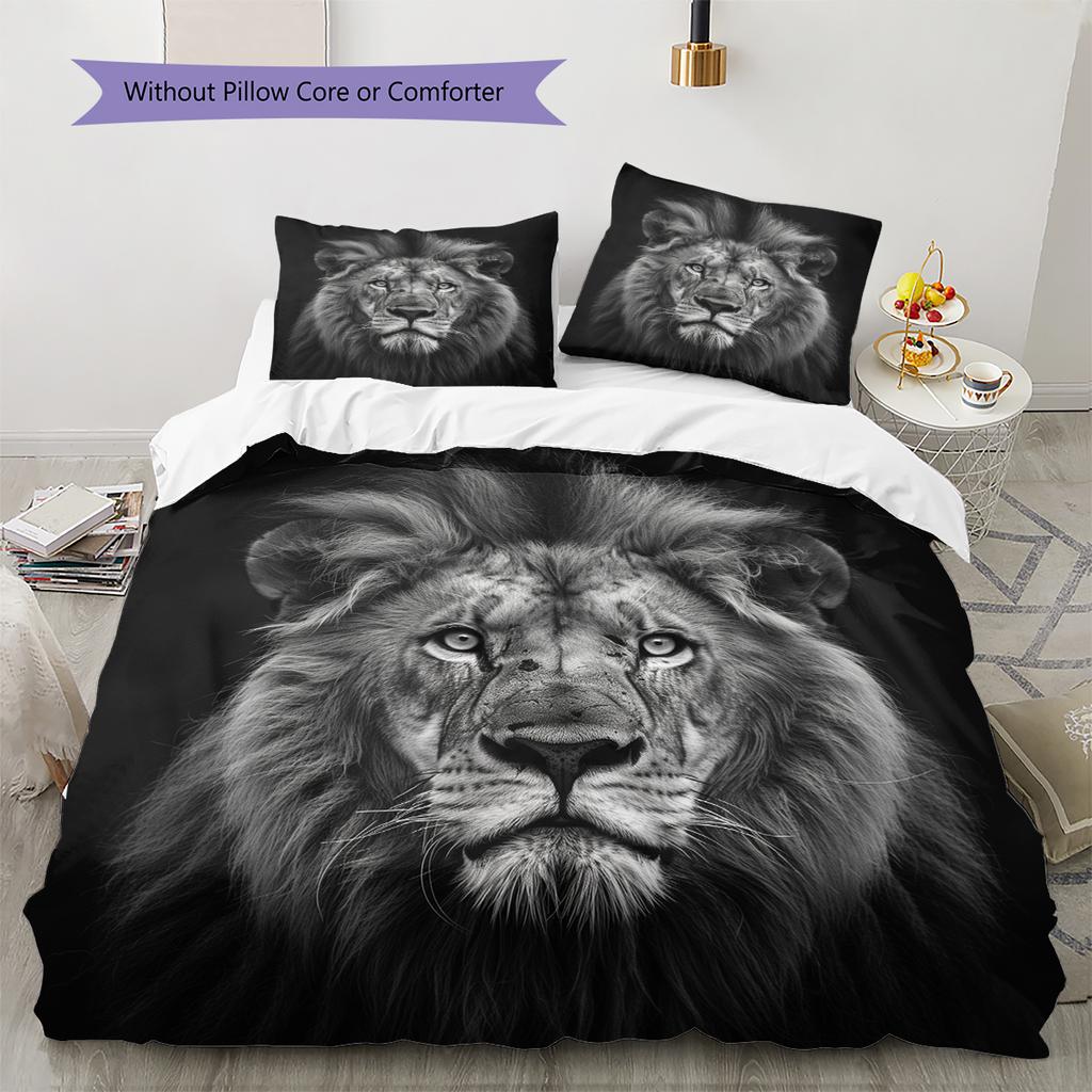 Постельное белье с рисунком «Король Лев» Домашний декор Подарок на день рождения (1 пододеяльник + 2 наволочки, без наполнителя)