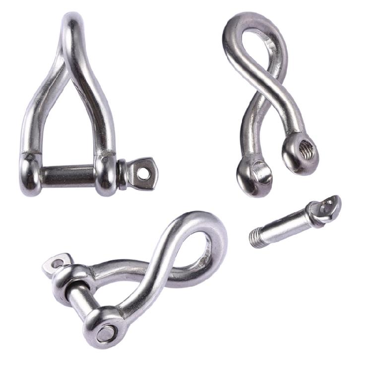 2Pcs Twisted Shackle Screw Pin Rustproof 5/32" Screw Pin Shackle for Sailing Marine Grade Stainless Steel Twist Shackle