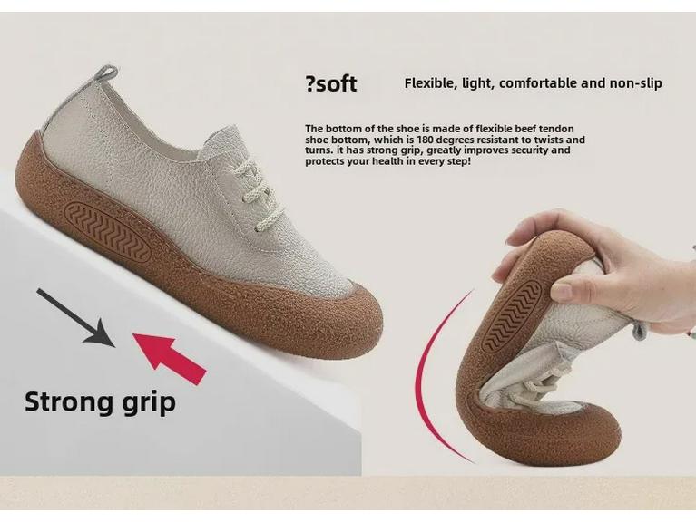 Женские кожаные туфли на шнуровке в стиле ретро — с круглым носком, мягкой подошвой, удобные повседневные туфли на плоской подошве для весны и осени