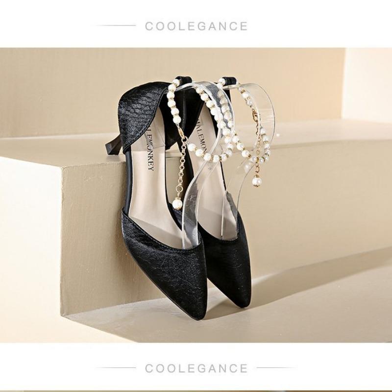 Летние туфли-лодочки, босоножки женские с жемчугом, Мэри Джейн, белые туфли на тонком каблуке, на высоком каблуке, универсальные, не утомляющие ноги.