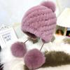 New Rex Rabbit Fur Hat Women Winter Pompom Ball Hats Warm Fluffy Soft Elastic Girls Women Natural Fur Hats