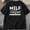 Футболка MILF с рыбой Смешная Рыба Дизайнерская Одежда Хлопок Короткий Рукав Футболка Унисекс Повседневная Базовая Верх Женская Футболка Мужская Одежда