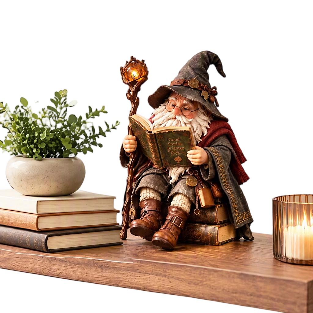 Гном, читающий книгу, фигурка из смолы, волшебник, фэнтези, ученый, антикварный декор для дома, библиотеки, стола