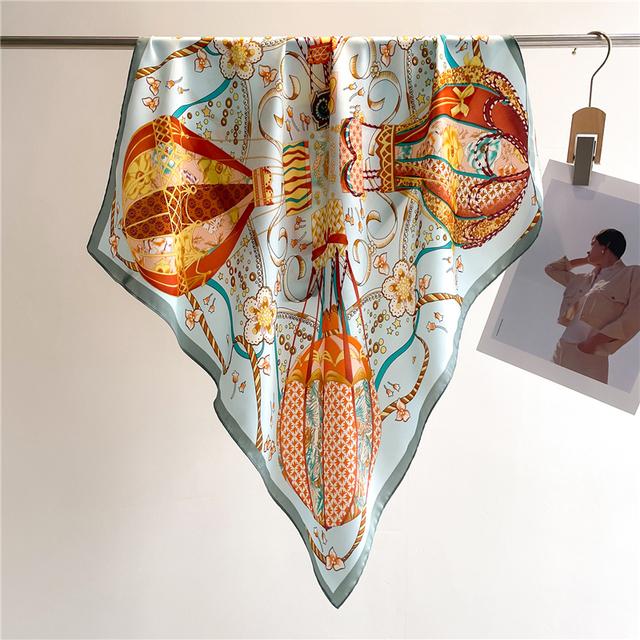 Silk Scarf For Women Luxury Hijab Hair Bands Square Neckerchief Female Satin Shawl Ribbon Headband Fashion Wraps Bandana