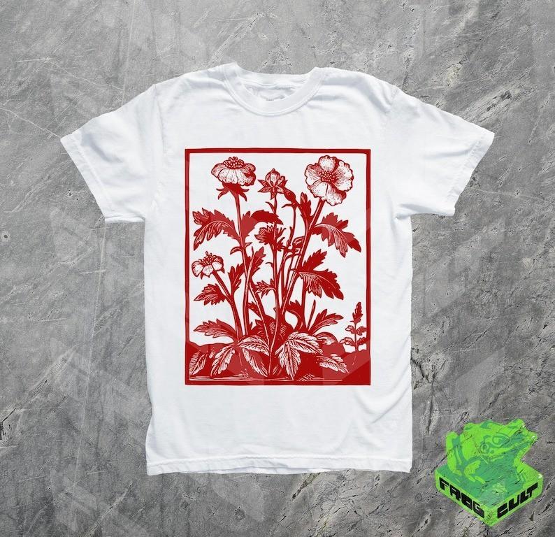 Vintage Wildflowers Graphic Shirt 90s Retro Art Tee, Pressed Full Size S-3XL
