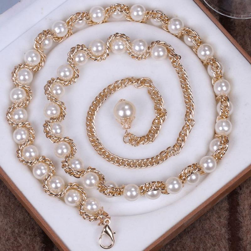 Имитация жемчуга и бусины на талии, пояс-цепочка, женский пояс, аксессуары для платья