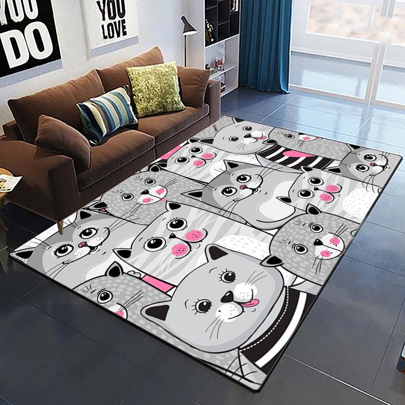 Милый ковер с кошачьим ковриком для йоги, гостиной, детский коврик для ползания, коврик для пикника, кавайный коврик, коврик для двери, коврик для игровой зоны, коврик для ванной комнаты
