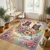 Butterflies Flowers Garden Theme Soft Crystal Velvet Rug Custom Name & Text Print Non Slip Floor Rug for Bedroom Living Room