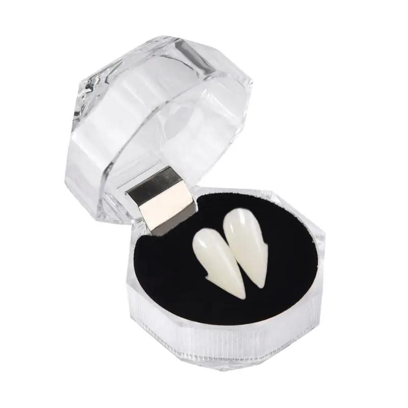 Halloween Vampire Teeth Environmentally Resin A Pair Horror Denture Props With Tooth Gel Easy Mount Cosplay Props Decor