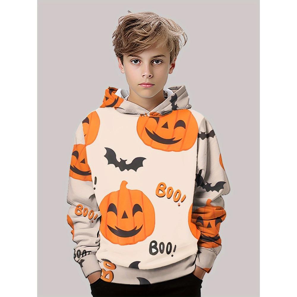 Boy Clothes Funny Terror Pumpkin Long Sleeve Hoodies Child Cartoon Halloween Thin Sweatshirt Tops Halloween Gift for Boys Girls