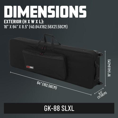 GATOR GK Keyboard Series GK-88 SLXL (88-Key) Lightweight Semi-Hard Keyboard Case, Black