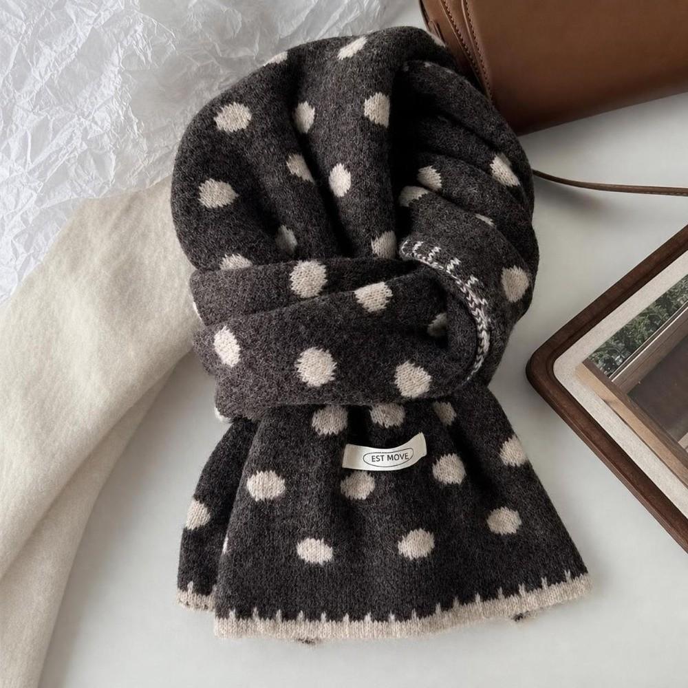 Dot Pattern Knitted Scarf Korean Style Polka Dot Scarf Fashion Women's Scarf Winter