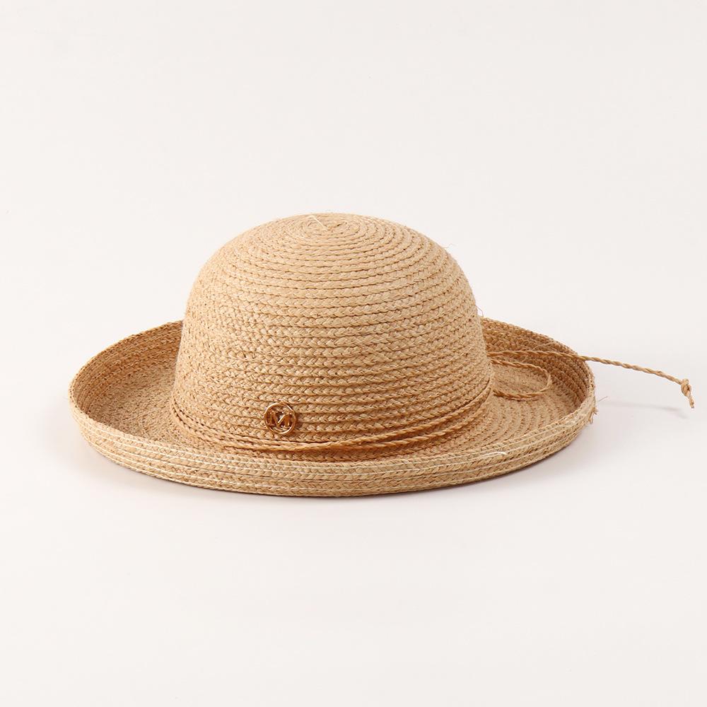 Women's concave-top, loose-brimmed Lafite beach hat, wide-brimmed sun hat, summer vacation sun hat