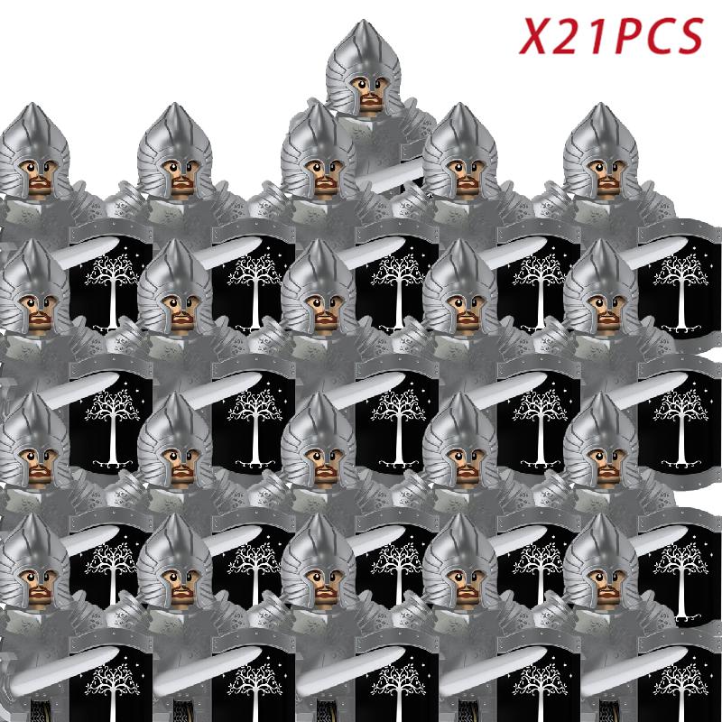 21 шт. MOC Фигурки Игрушка Средневековый Рыцарь Солдат Строительные блоки Кирпичики Подарок
