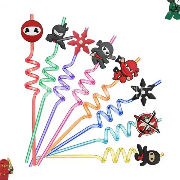 Kids Birthday Party Decoration Banner Ninjago Theme Print Triangle Pennant Flag Streamer Balloon Tableware Set for Kids Birthday