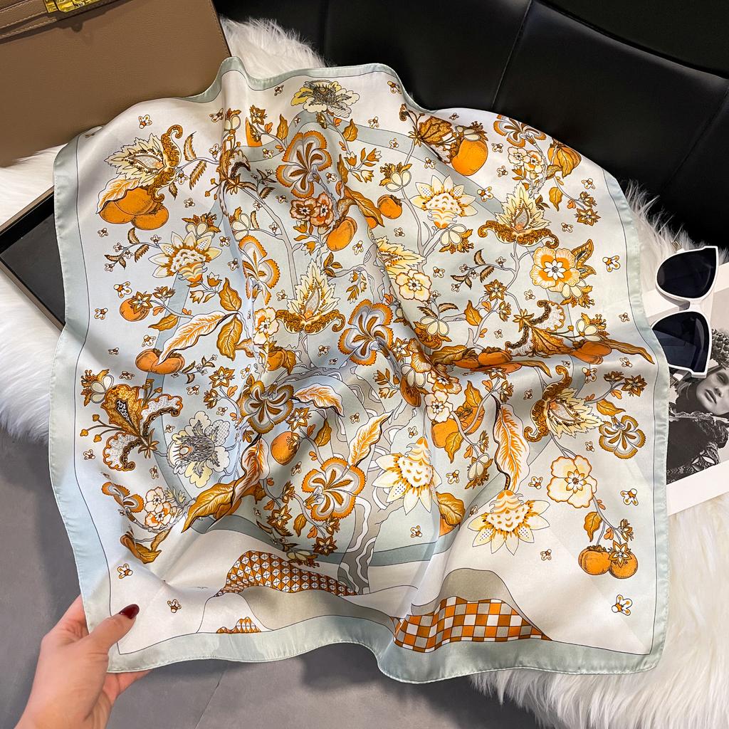 Новый роскошный принт 70*70 см шелковый квадратный шарф женский мягкий атласный ободок для волос шейный платок галстук женский ободок фуляр сумка лента подарок