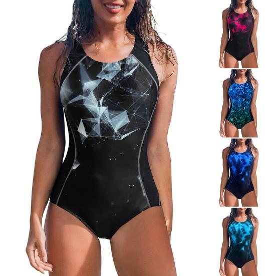 Женское летнее сексуальное монокини с v-образным вырезом без рукавов и открытой спиной, спа-купальник с принтом, цельный купальник, пляжная одежда