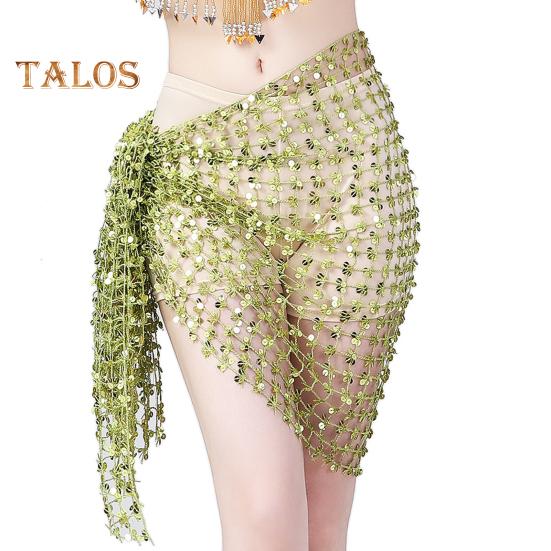 Шарф для танца живота, юбка-халат с пайетками, мини-юбка с вырезом, пояс для восточного индийского танца, карнавальный костюм, аксессуар для выступлений