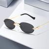 High-Quality Rimless Oval Metal Sunglasses Women Men Exquisite Brand Designer Sun Glasses Beach Travel Lady Man Glasses Uv400