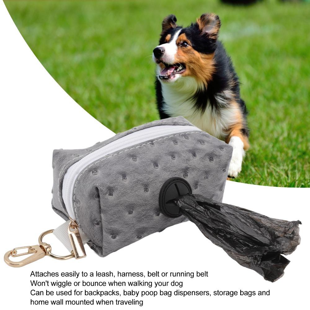 Ostrich Grain Surface Dog Poop Bag Dispenser Leash Hanging Bag Daily Dog Walking