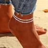 Women Anklet Double-layered Shiny Rhinestone Adjustable Length Simple Style Ankle Decoration Jewelry Party Beach Daily Ankle Chain