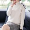 Autumn and Winter, Women's Sweater, Thickened, Warm, Short, Half Turtleneck, Sweater, Loose, Large Size, Embroidered, Pullover, Sweater
