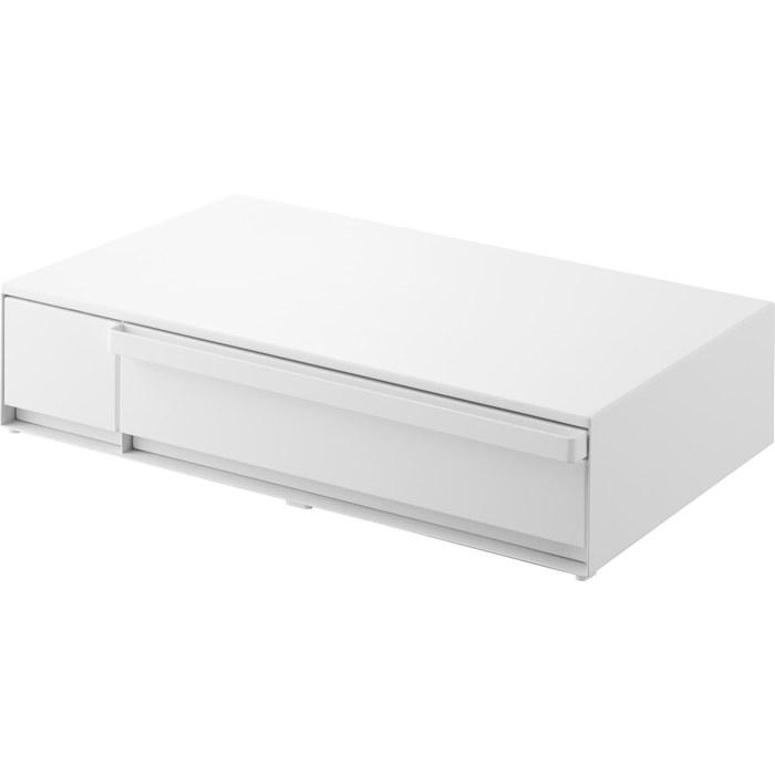 Yamazaki IH Cooking Heater Rack with Drawer & Slide Table White W57.4xD39.2-64.2xH13.5cm Tower 1293