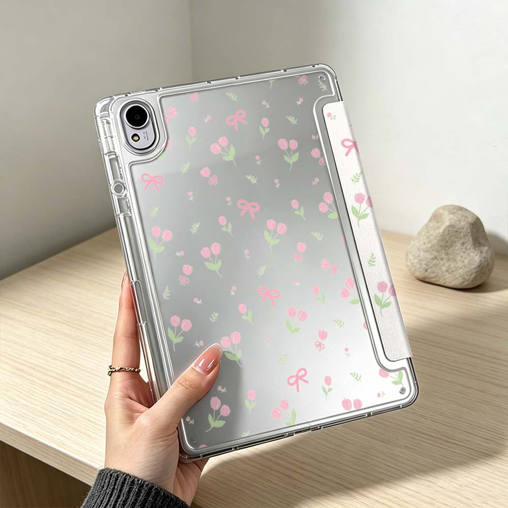 Розовый Цветочный Узор с Бантом Для Huawei MatePad Pro SE Air 12X Honor Pad 9 V9 GT X9a X9 Складной 3Y Чехол для Планшета Мягкий