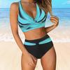 2Pcs/Set Women Swimsuit Set Push-Up High-Waist Swimming Padded Tops Trunks Set Patchwork