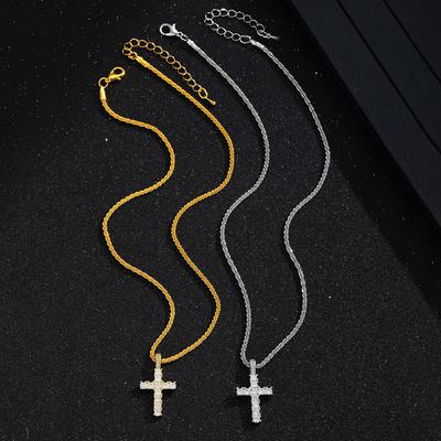 Ожерелье с подвеской в виде креста с бриллиантами, мужские аксессуары, Niche Light, роскошная цепочка для свитера премиум-класса