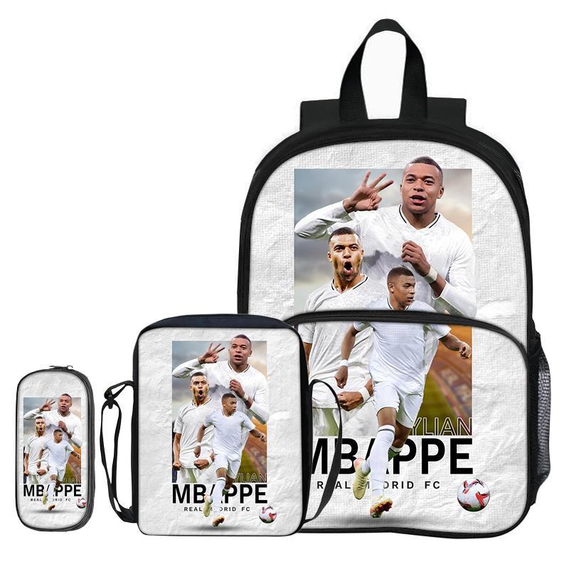 Детский рюкзак Сумки через плечо Пенал Набор из 3 предметов M-Mbappe с передним карманом Рюкзак Футбольная звезда Рюкзак