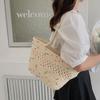 New Summer High-capacity French Grass Woven Bag Seaside Vacation Beach Single Shoulder Bags Hollowed Out Cotton Thread Woven Bag