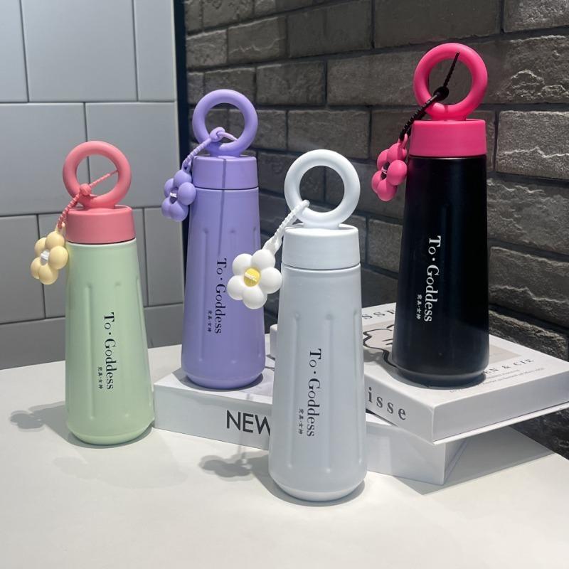 450ml Petal Water Cup Portable Handle Stainless Steel Insulated Bottle Outdoor Sports Car Cups for Women