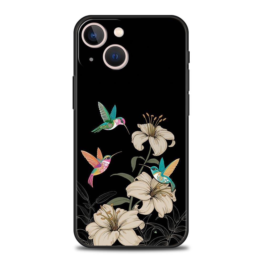 Чехол для телефона с колибри для iPhone 16e 15 14 13 12 11 Pro Max XS X XR SE 7 8 Plus Чехол iPhone 16 Мягкий ТПУ Чехол