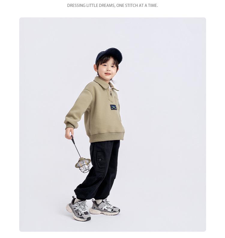 Boys' Turn-Down Collar Sweatshirt - 2025 Spring/Autumn Fashion, Long-Sleeved Pullover for Children