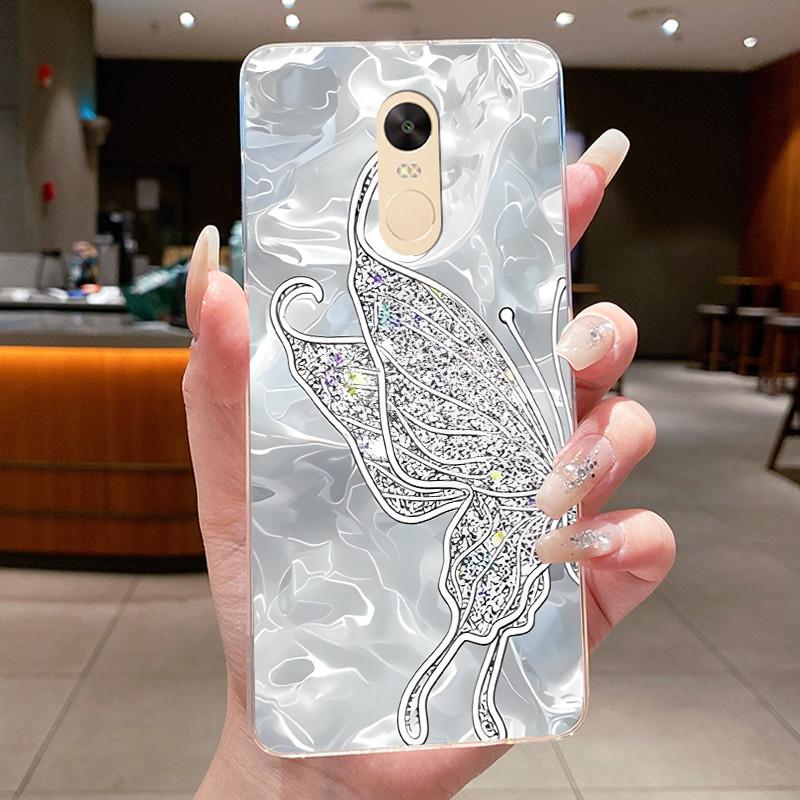 For Xiaomi Redmi Note 4 Case Clear Luxury Butterfly Flower Soft TPU Silicone Phone Cover For Redmi Note 4X Transparent Case