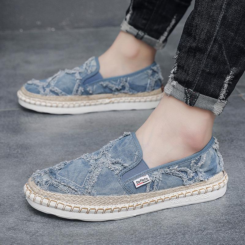 2024 Винтажная мужская повседневная обувь Летняя дизайнерская мужская парусиновая обувь Дышащие мокасины без застежек Мужская обувь на плоской подошве для вождения