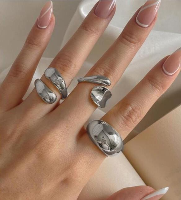 Environmentally Friendly Pearl Shaped Irregular Ring, Light Luxury Gold-plated Joint Ring 002