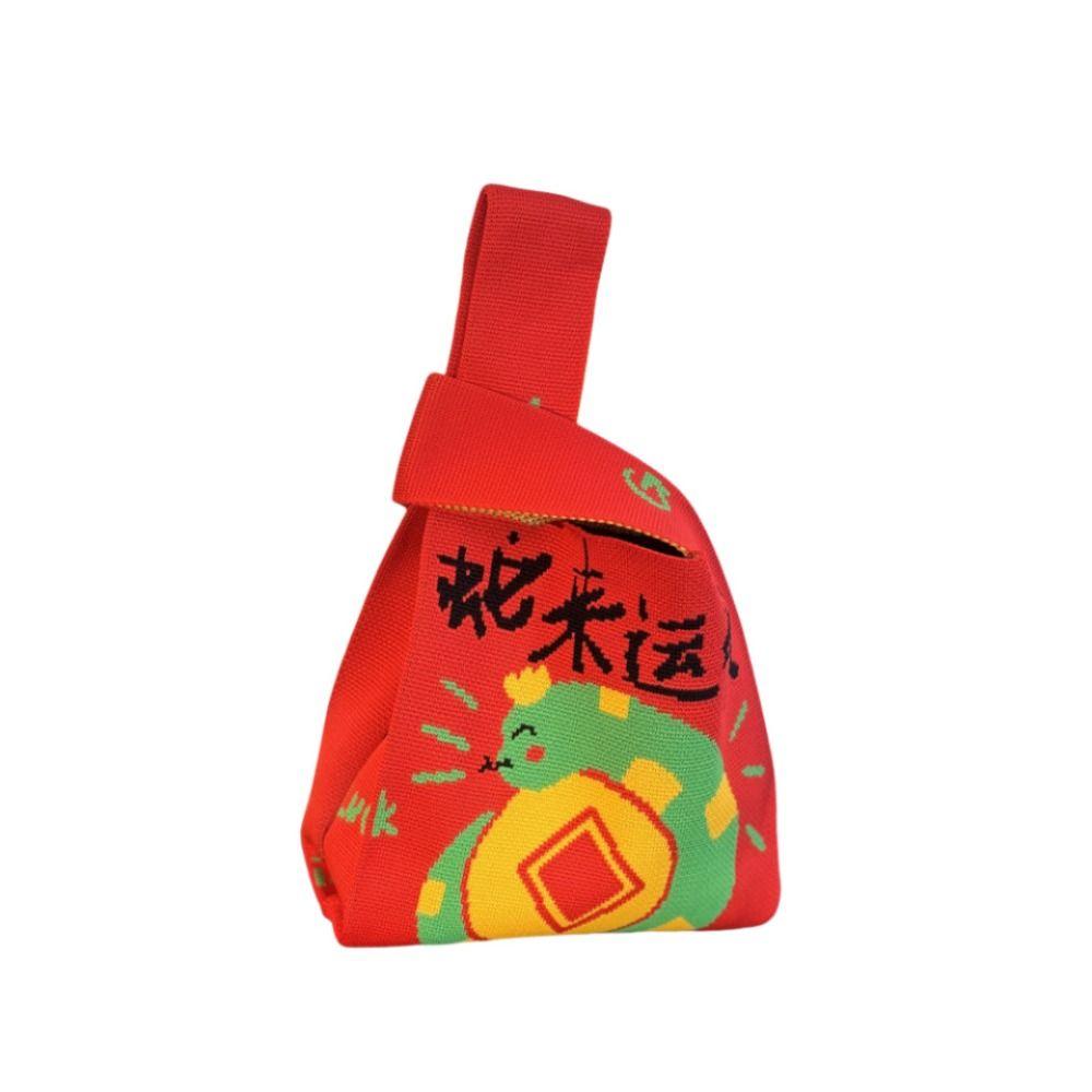 Chinese Style 2025 New Year Gift Bag Year of Snake Knitted Handbag Gift Wrap