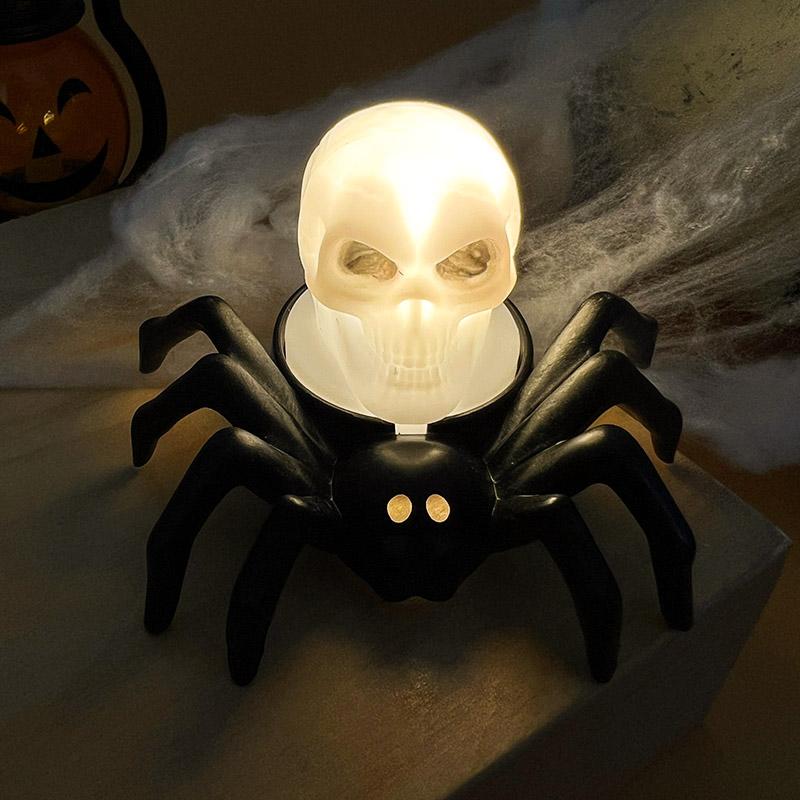 Halloween Decorations LED Candle Light Plastic Spider Skull Lamp for Home Bar Haunted House Halloween Party Decor Horror Props