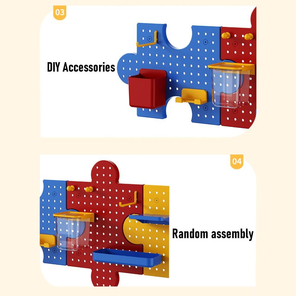 No-Drill Installation Pegboard Wall Organizer Plastic Puzzle Storage Rack For Office